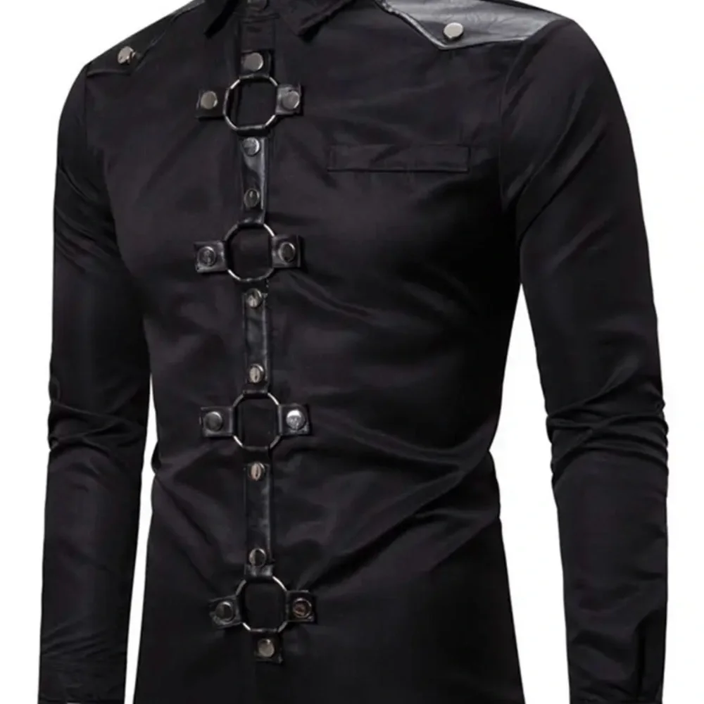 Men's Black Buckle Detail Shirt - Picture 2 of 6